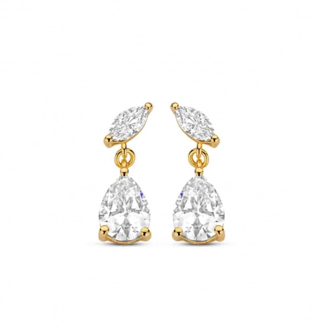 Boucles d'oreilles argent plaqu or jaune et oxydes- Naiomy