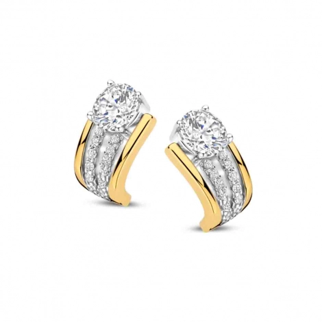 Boucles d'oreilles argent plaqu or jaune et oxydes- Naiomy