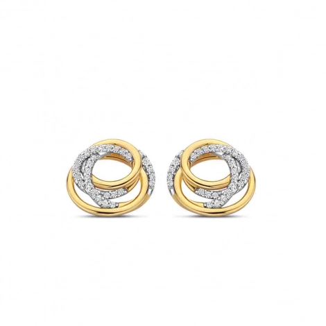 Boucles d'oreilles argent plaqu or jaune et oxydes- Naiomy
