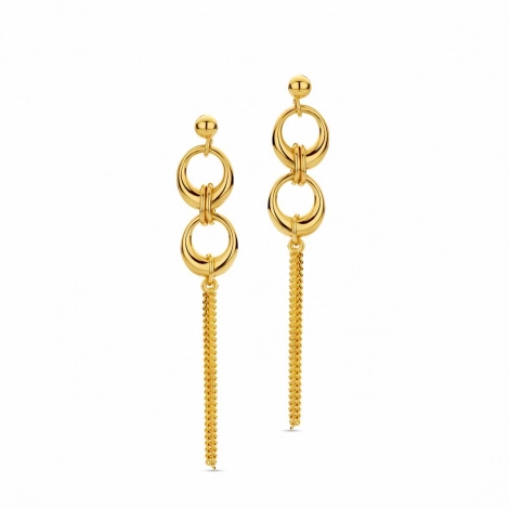 Boucles d'oreilles argent -  plaqu or jaune - motif cercle - Naiomy