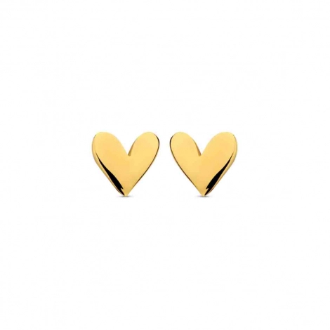 Boucles d'oreilles argent plaqu or jaune motif coeur- Naiomy