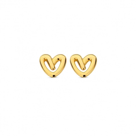 Boucles d'oreilles argent plaqu or jaune motif coeur - Naiomy