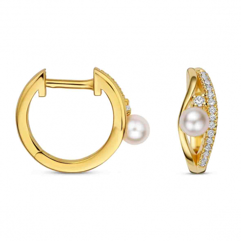 Boucles d'oreilles argent plaqué or jaune Oxydes et perle - Naiomy à combiner