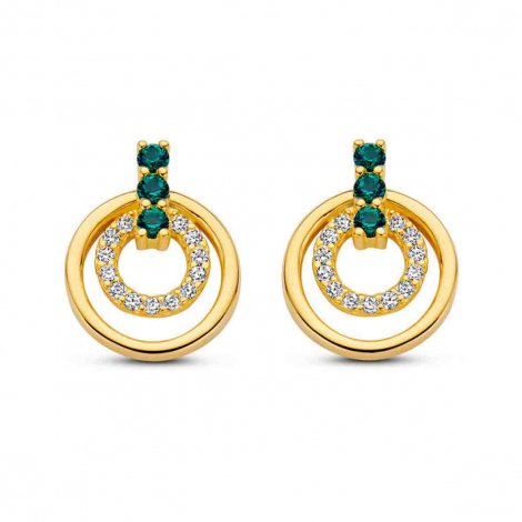 Boucles d'Oreilles argent plaqu or - pierre verte et Oxydes- Naiomy  combiner