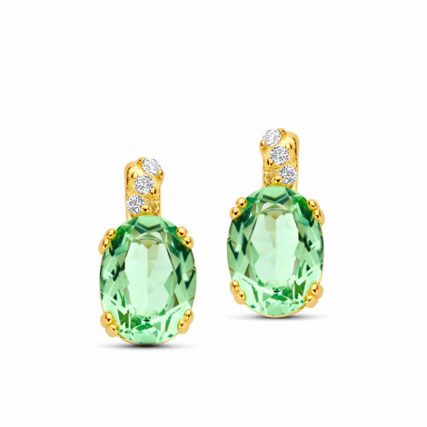 Boucles d'oreilles argent plaqu or - pierre verte  - Naiomy