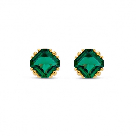 Boucles d'oreilles argent plaqu or - pierre verte - Naiomy