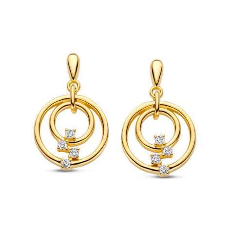 Boucles D'oreilles Clous Plaqué Or Avec Gemme Diamant CZ - Style Vintage - État Quasi Neuf