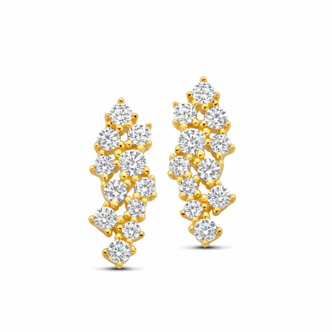 Boucles d'oreilles argent - plaqu or serties d'oxydes - Naiomy