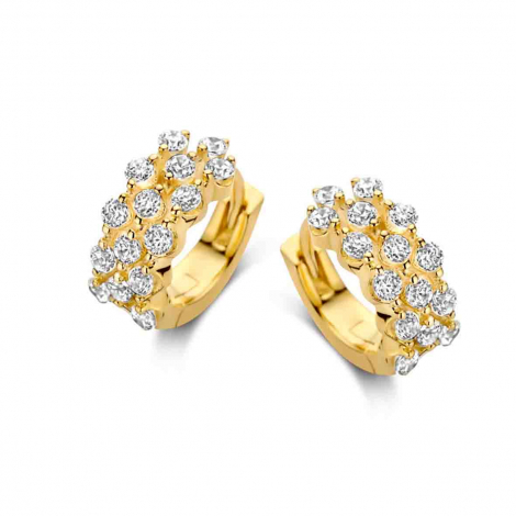 Boucles d'oreilles argent plaqu or serties d-Oxydes- Naiomy