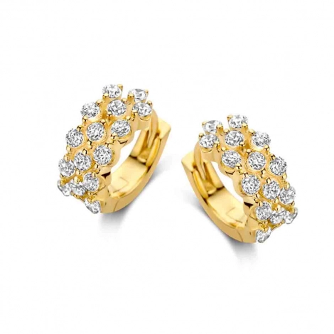 Boucles d'oreilles argent plaqu or serties d-Oxydes- Naiomy