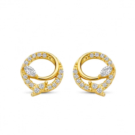 Boucles d'oreilles argent plaqu or serties d'Oxyses - Naiomy