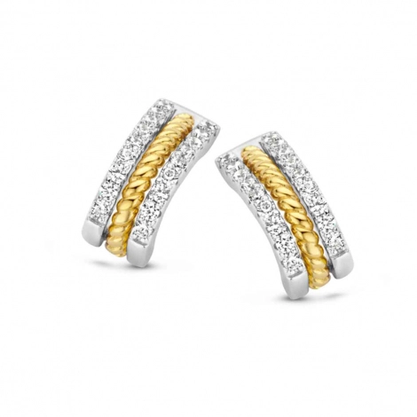 Boucles d'oreilles Argent plaqu or serties de Zirconium -  Naiomy