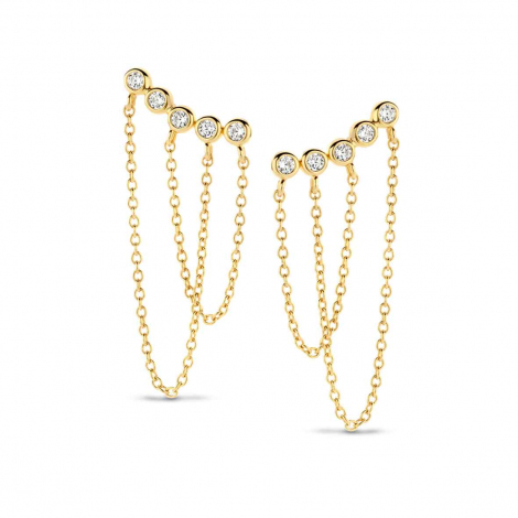 Boucles d'oreilles Argent plaqu or serties de Zirconium -  Naiomy