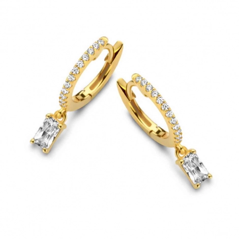 Boucles d'oreilles Argent plaqu or serties de Zirconium - Naiomy