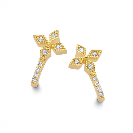 Boucles d'oreilles Argent plaqu or serties de Zirconium - Naiomy