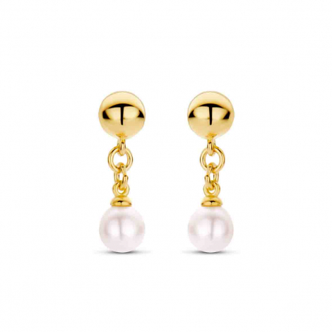 Boucles d'oreilles Argent plaques or avec perle - Naiomy  combiner