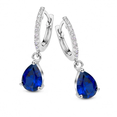 Boucles d'oreilles argent zirconium bleu et blanc - Naiomy