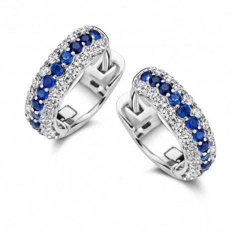 Boucles d'oreilles argent zirconium bleu et blanc - Naiomy