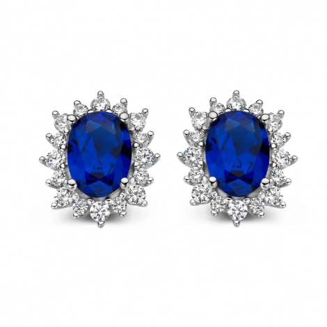 Boucles d'oreilles argent zirconium bleu et blanc - Naiomy