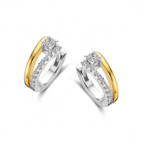 Boucles d'oreilles bicolore serties d' Oxydes - Naiomy