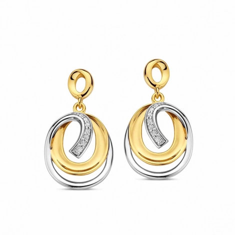 Boucles d'oreilles bicolores argent et oxydes - Naiomy
