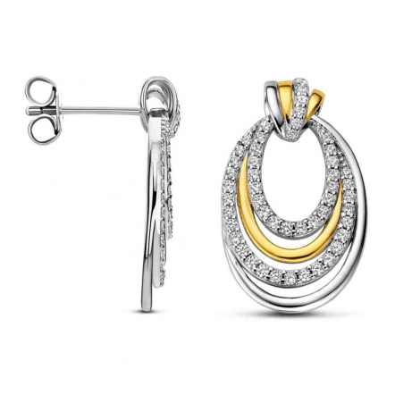 Boucles d'oreilles bicolores en argent et Oxydes - Naiomy à combiner