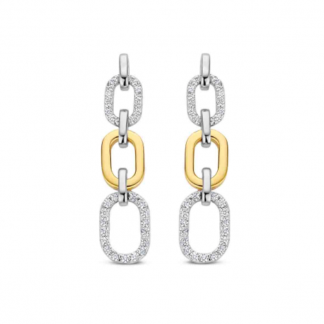 Boucles d'oreilles bicolores serties d'Oxydes - Naiomy