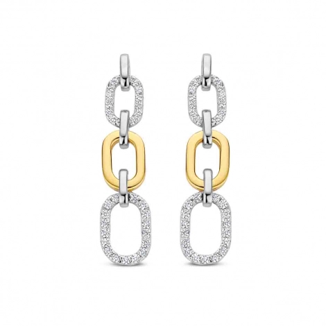 Boucles d'oreilles bicolores serties d'Oxydes - Naiomy