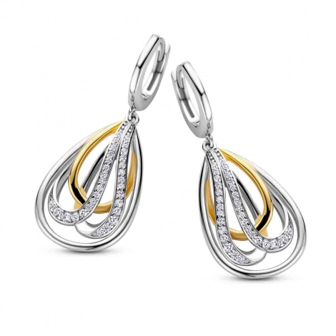 Boucles d'oreilles bicolores serties de zirconium- Naiomy