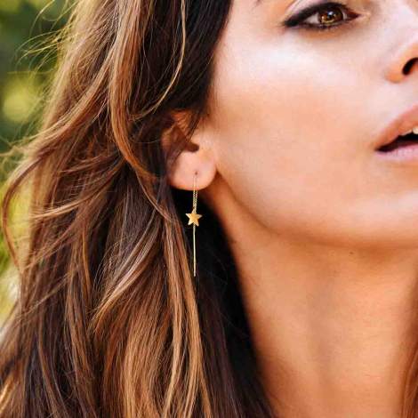 Boucles d'oreilles cha�ne �toile dor�e