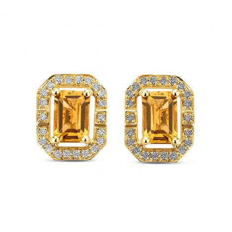 Boucles d'oreilles Citrine et Diamants à combiner
