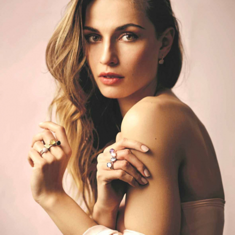 Boucles d'oreilles citrine sur nacre et diamants One More