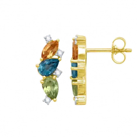 Boucles d'oreilles Citrine - Topaze - Peridot