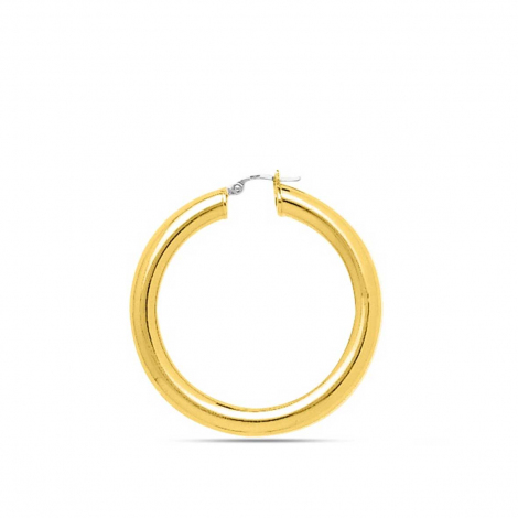 Boucles D'oreilles Créoles Tube Lisse Or 18K - 16 Mm, Dolly-Bijoux, Neuf Avec étiquettes