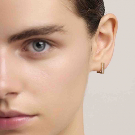 Boucles d'oreilles cr�oles carr�es Or et Diamants
