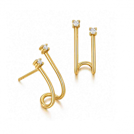 Boucles d'oreilles cr�oles doubles Or et Diamants � combiner