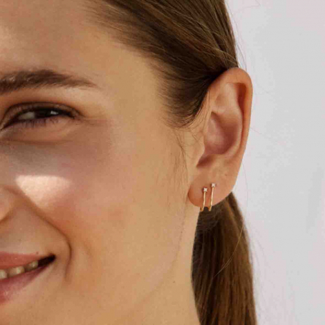 Boucles d'oreilles cr�oles doubles Or et Diamants