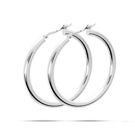 Boucles D'oreilles Créoles Argentées Avec Perles - Diamètre 4 Cm - Neuf Avec étiquettes