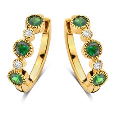 Boucles d'oreilles Créoles Tsavorite et Diamants à combiner