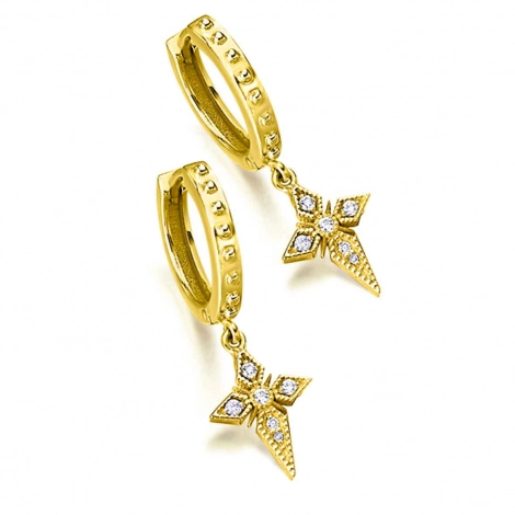 Boucles d'Oreilles Croix et Diamants 0.06 ct