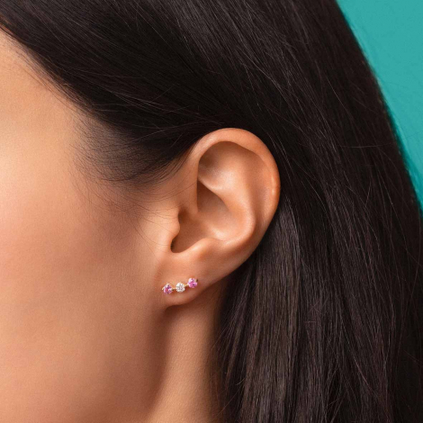 Boucles d'oreilles diamants et saphir bleu One More