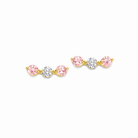 Boucles d'oreilles diamants et saphir rose One More