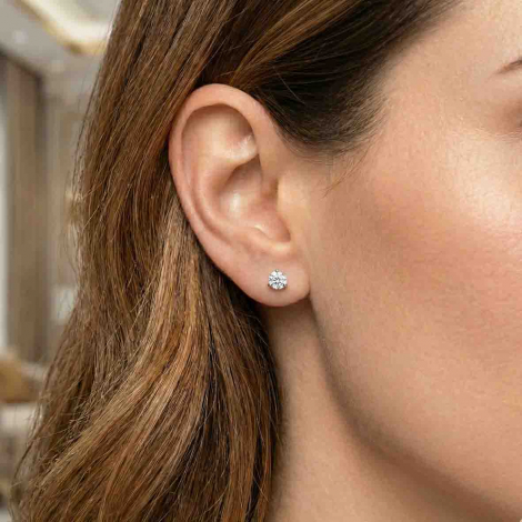 Boucles d'oreilles Diamants sertie 3 griffes