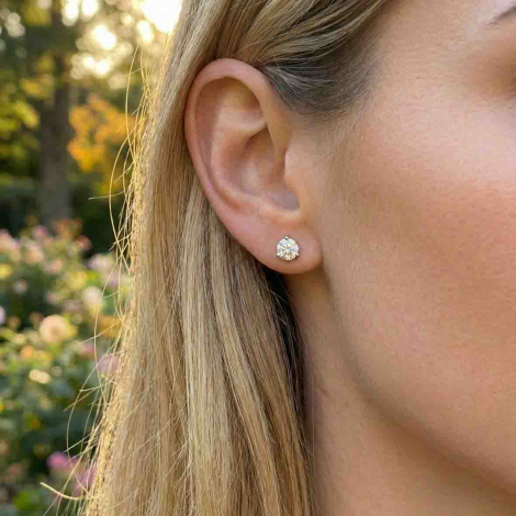 Boucles d'oreilles Diamants sertie 3 griffes