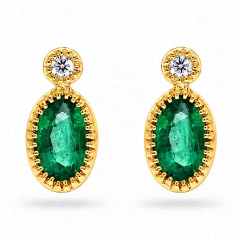 Boucles d'oreilles Emeraude et Diamants à combiner
