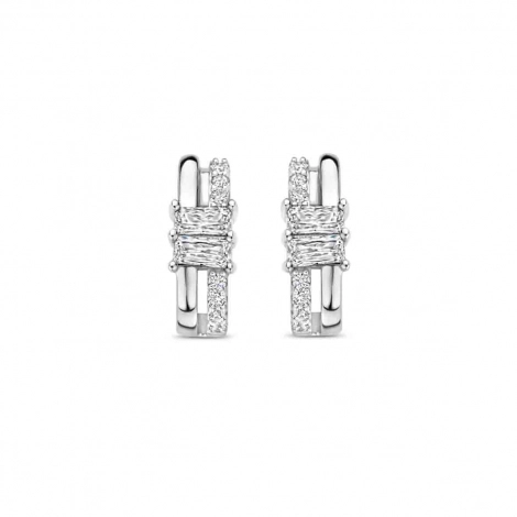 Boucles d'oreilles en argent avec 2 baguettes oxydes- Naiomy