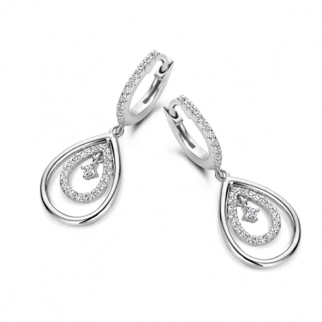 Boucles d'oreilles en argent avec coeur serties d'oxydes- Naiomy