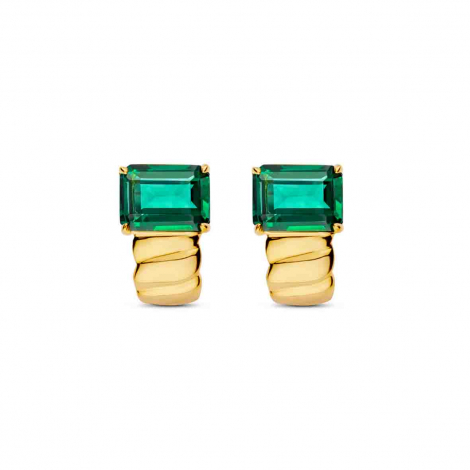  Boucles d'oreilles en argent plaqu or jaune avec pierre verte Naiomy