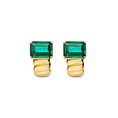  Boucles d'oreilles en argent plaqu or jaune avec pierre verte Naiomy