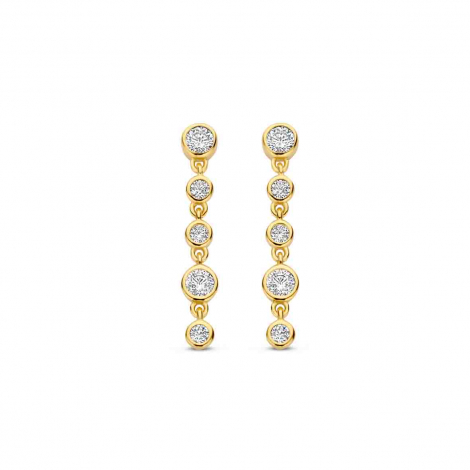 Boucles d'oreilles longues en argent plaqu or jaune avec Naiomy en CZ